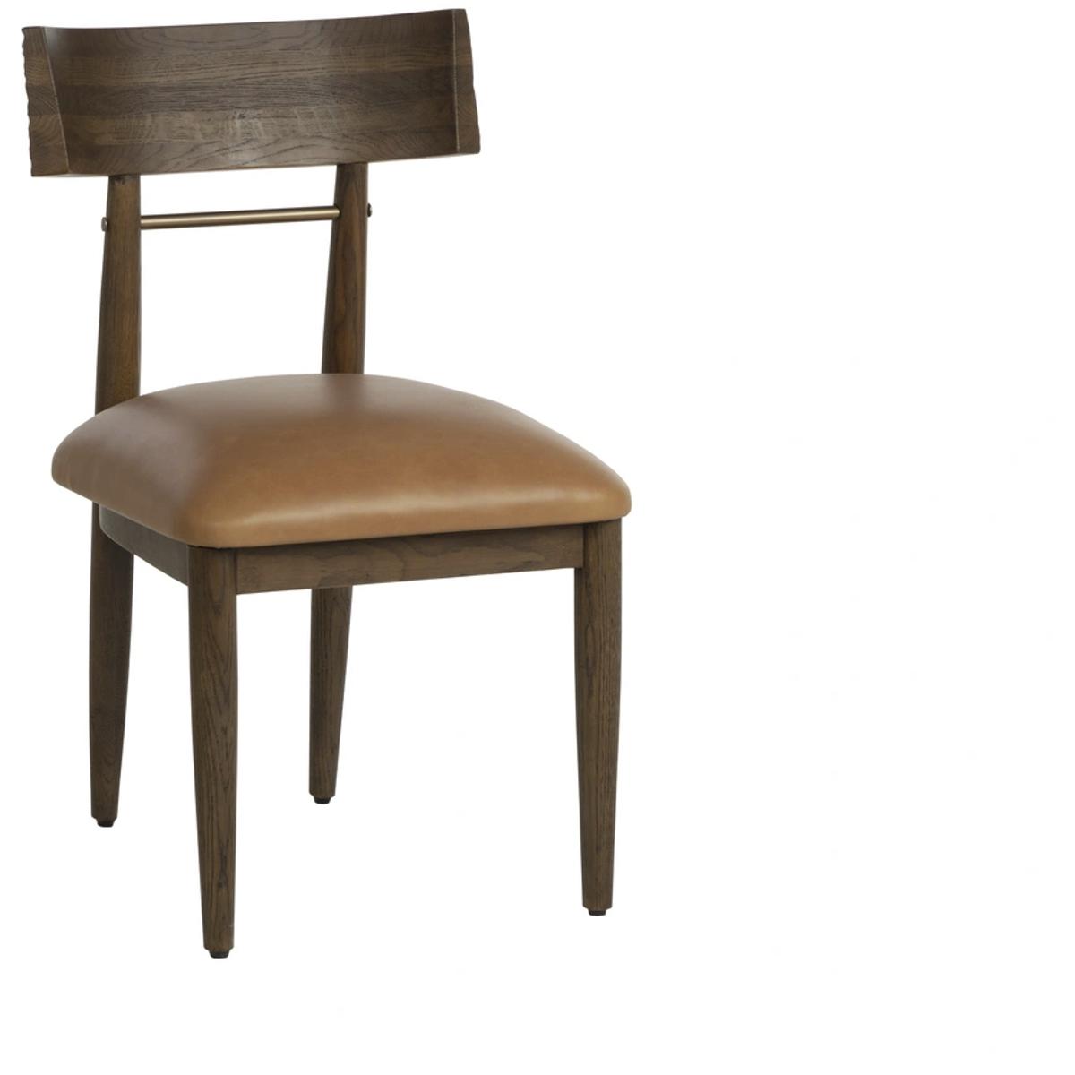 SUNPAN 112499 Florian Chocolate / Tan Leather Dining Chair, Set of 2